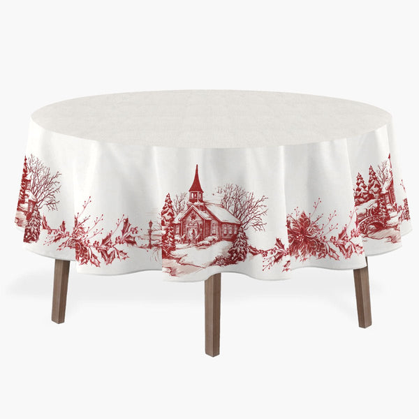 Toalha de Mesa Cenas de Natal Vermelho - Rebeca Duarte Home