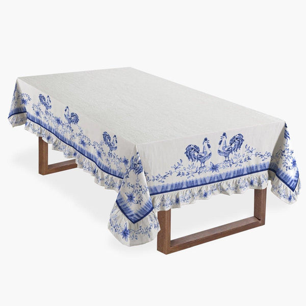 Toalha de Mesa Galinha Azul com Babado - Rebeca Duarte Home