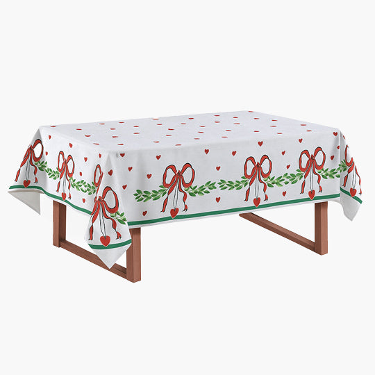 Toalha de Mesa Quadrada  - Natal Guirlanda com Laços