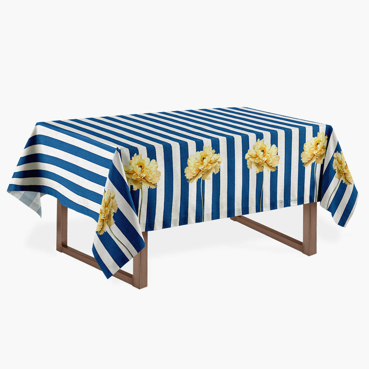 Toalha de mesa Vermelha Listras com Papoulas