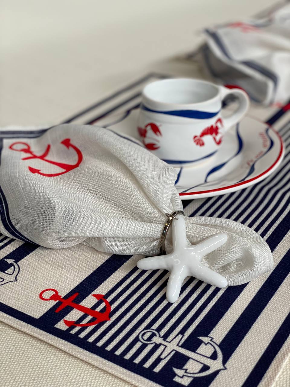 Trilho de Mesa Listras e Âncoras - Rebeca Duarte Home