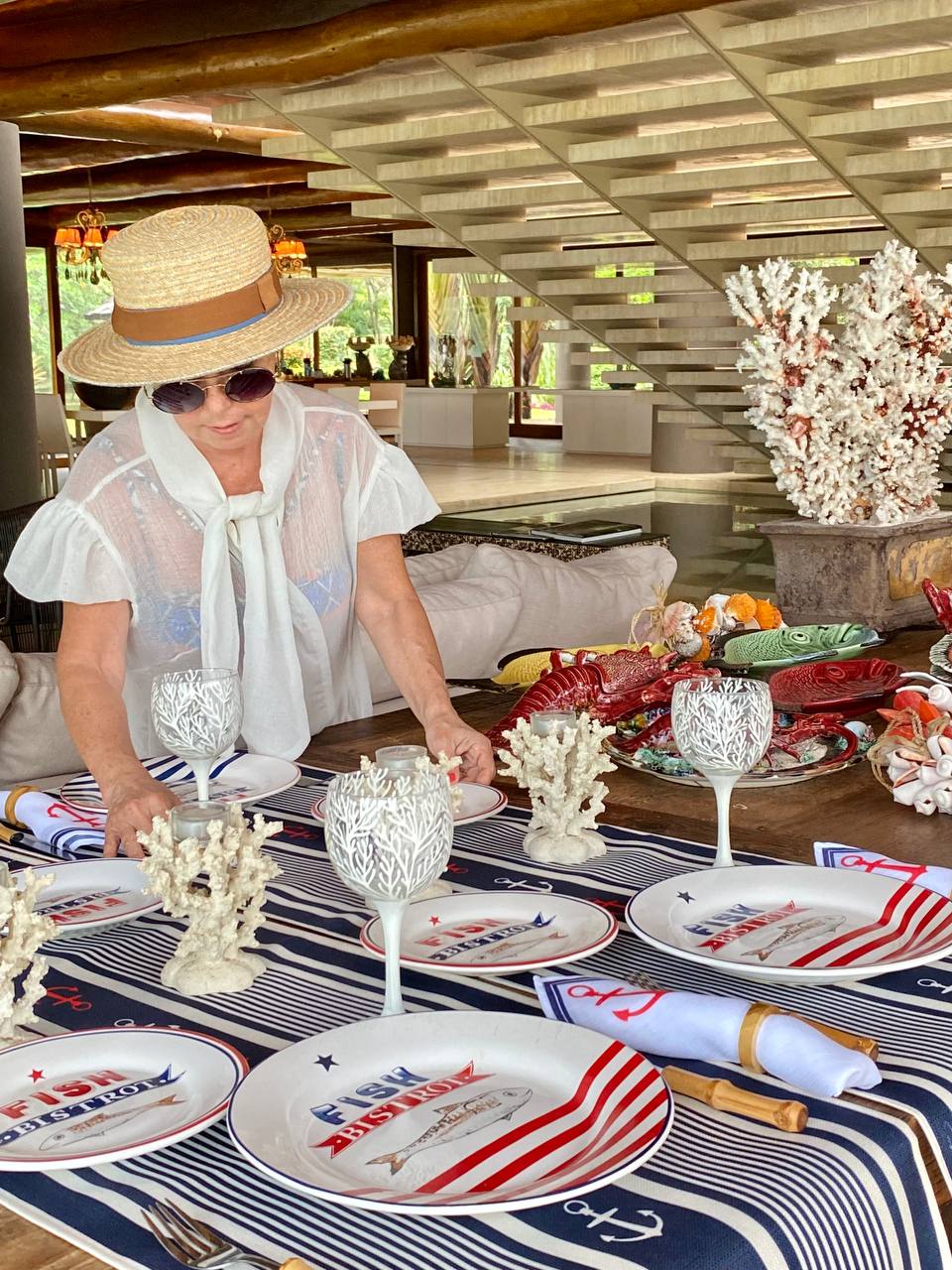 Trilho de Mesa Listras e Âncoras - Rebeca Duarte Home